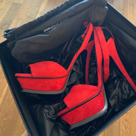 YSL tribute suede red platform heels size 35 1/2 - Picture 8 of 8
